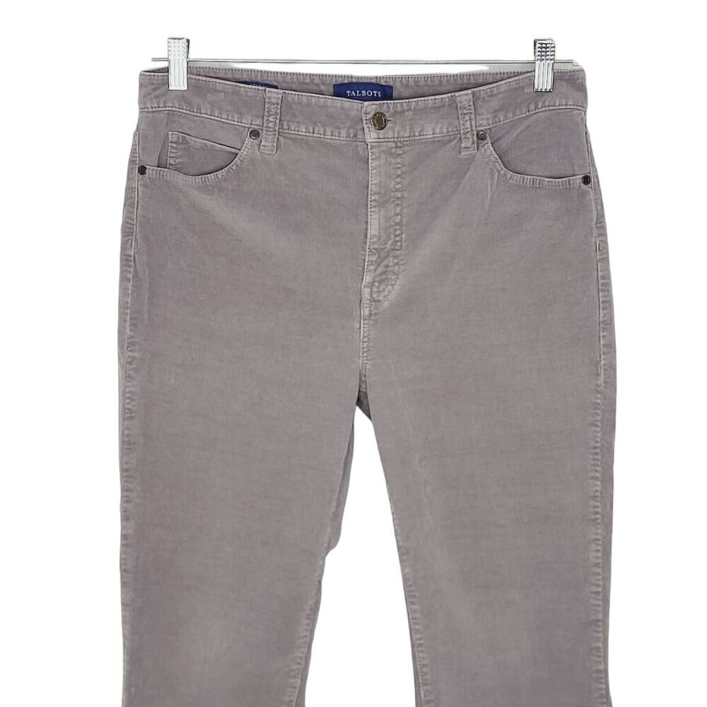 Talbots High Waist Straight Leg Gray Pinwale Corduroy Pants Size 10P - Picture 3 of 10